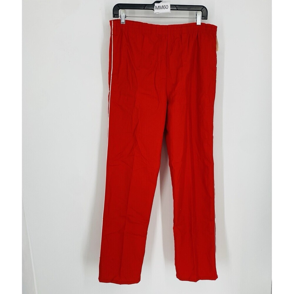 NOS Vintage Pedals Red Poly Cotton Track Pants Athleisure Track Pants 80s Active